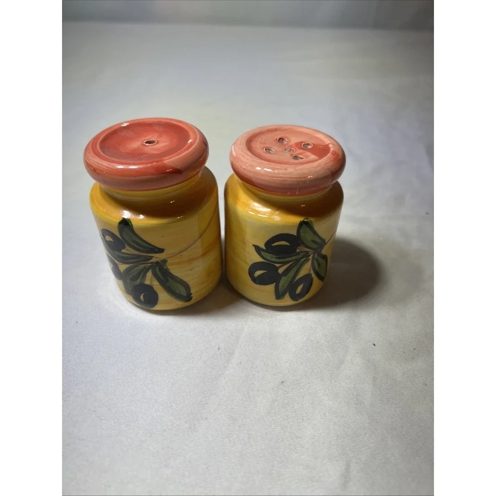Salt and Pepper Shaker Olives on a Branch Hand painted
